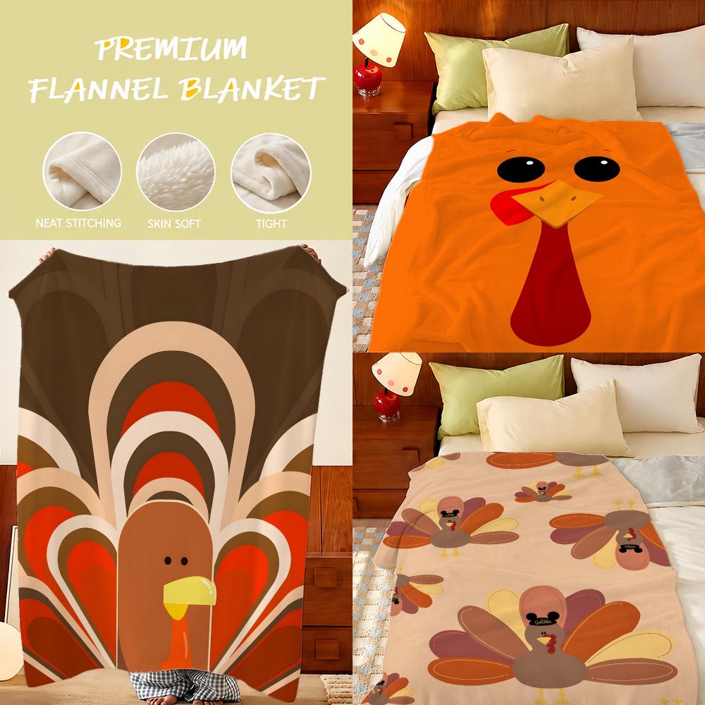 Home Textiles Turkey - Thanksgiving Turkey Throw Plush Flannel Throw