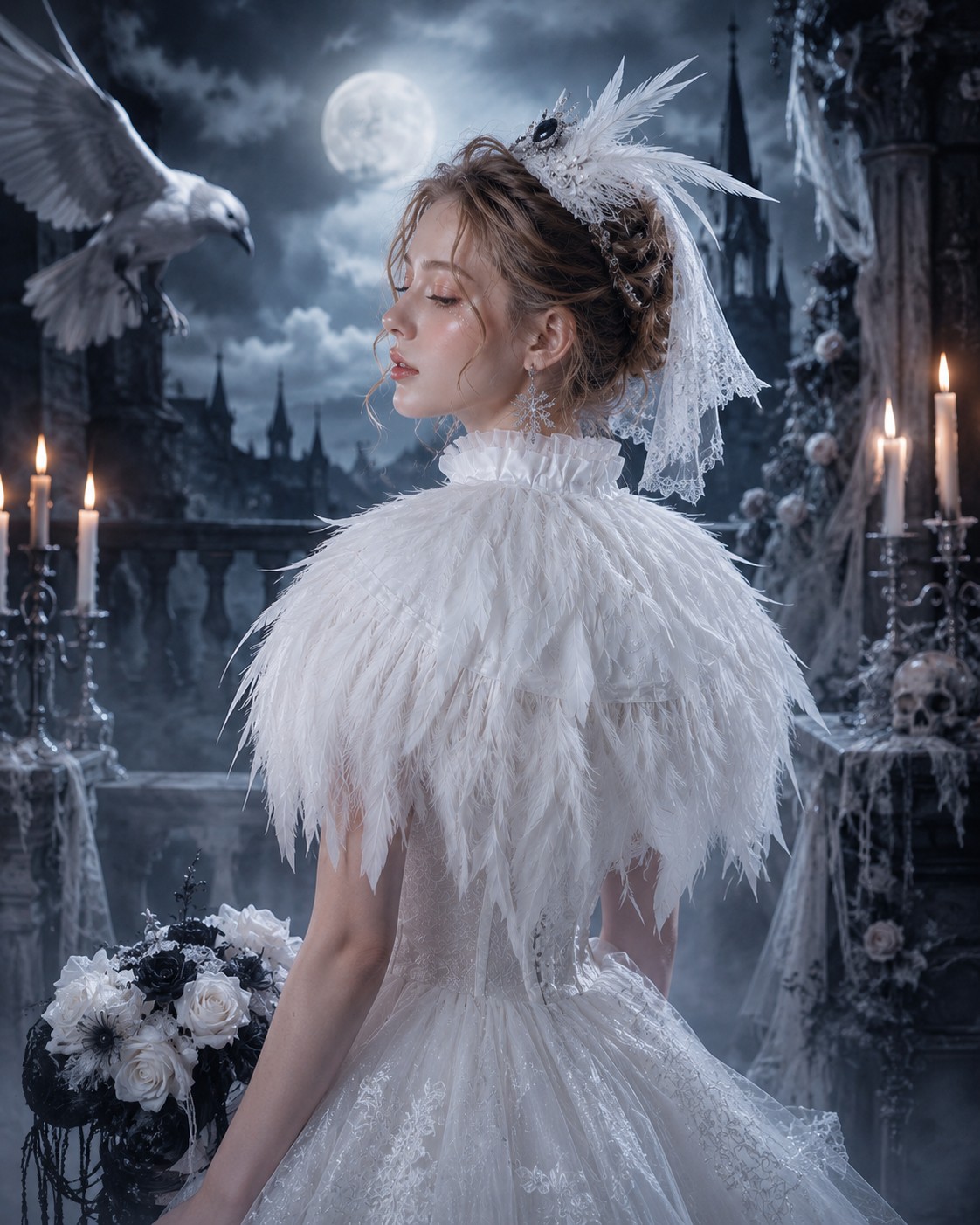Home Fashion Textiles - Cloudy.Lee Gothic Dark Style Feather Shawl
