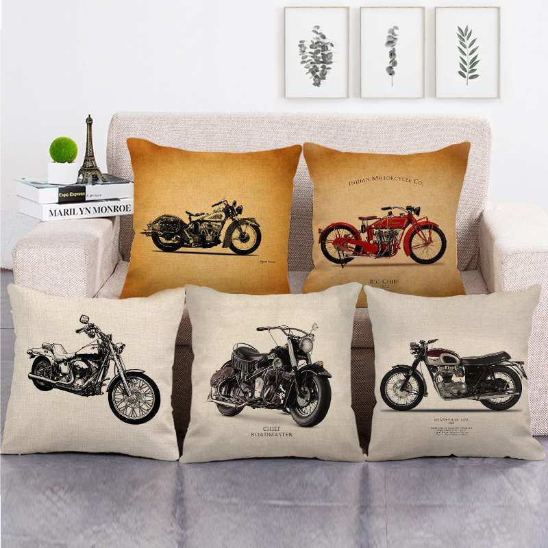 Home Textile Industry - Retro industrial-style motorcycle pattern Digital printing