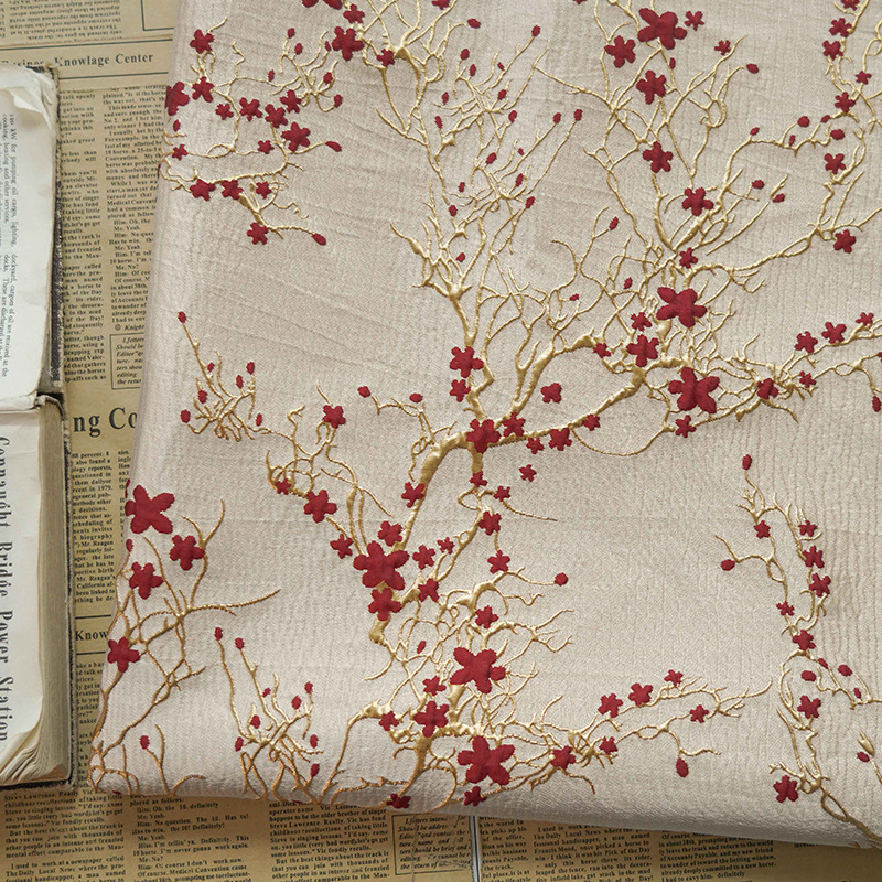 Luxury Red Plum Blossom Jacqua - Luxury Home Textiles Usa review and price